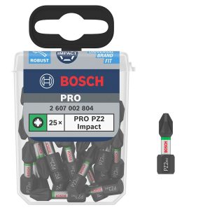 Bosch PZ2 25mm Impact Screwdriver Bits - Pack of 25
