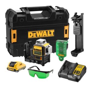 Dewalt DCE089D1G 12V XR Green 360° Multi Line Laser with 1x 2.0Ah, Charger, Case, Safety Glasses, Wa