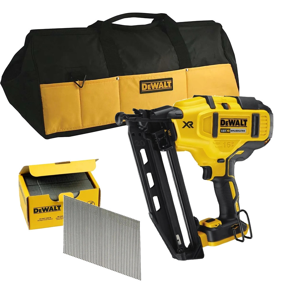 Dewalt DCN660N 18V XR Brushless Second Fix Finishing Angled Nail Gun, 2500x 32mm 16g 20° Angled Brad