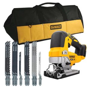 Dewalt DCS334N 18V XR Brushless Jigsaw - Body, 10x Jigsaw Blades & Duffel Bag