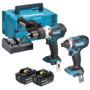 Makita DLX2145TJ 2 Piece 18V LXT Power Tool Kit, 2x 5.0Ah Batteries, Charger & MAKPAC Case