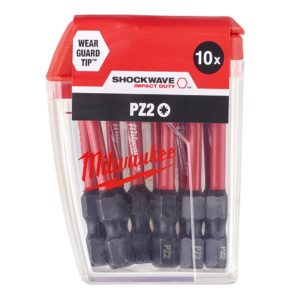 Milwaukee SHOCKWAVE PZ2 50mm Impact Screwdriver Bit Box - Pack of 10