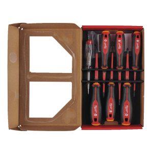 Milwaukee 7 Piece TRI-LOBE VDE SL/PH/PZ Screwdriver PZ Set with Voltage Tester