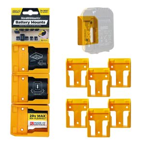 StealthMounts YELLOW Battery Mounts for Dewalt 18V & Flexvolt Batteries - Pack of 6