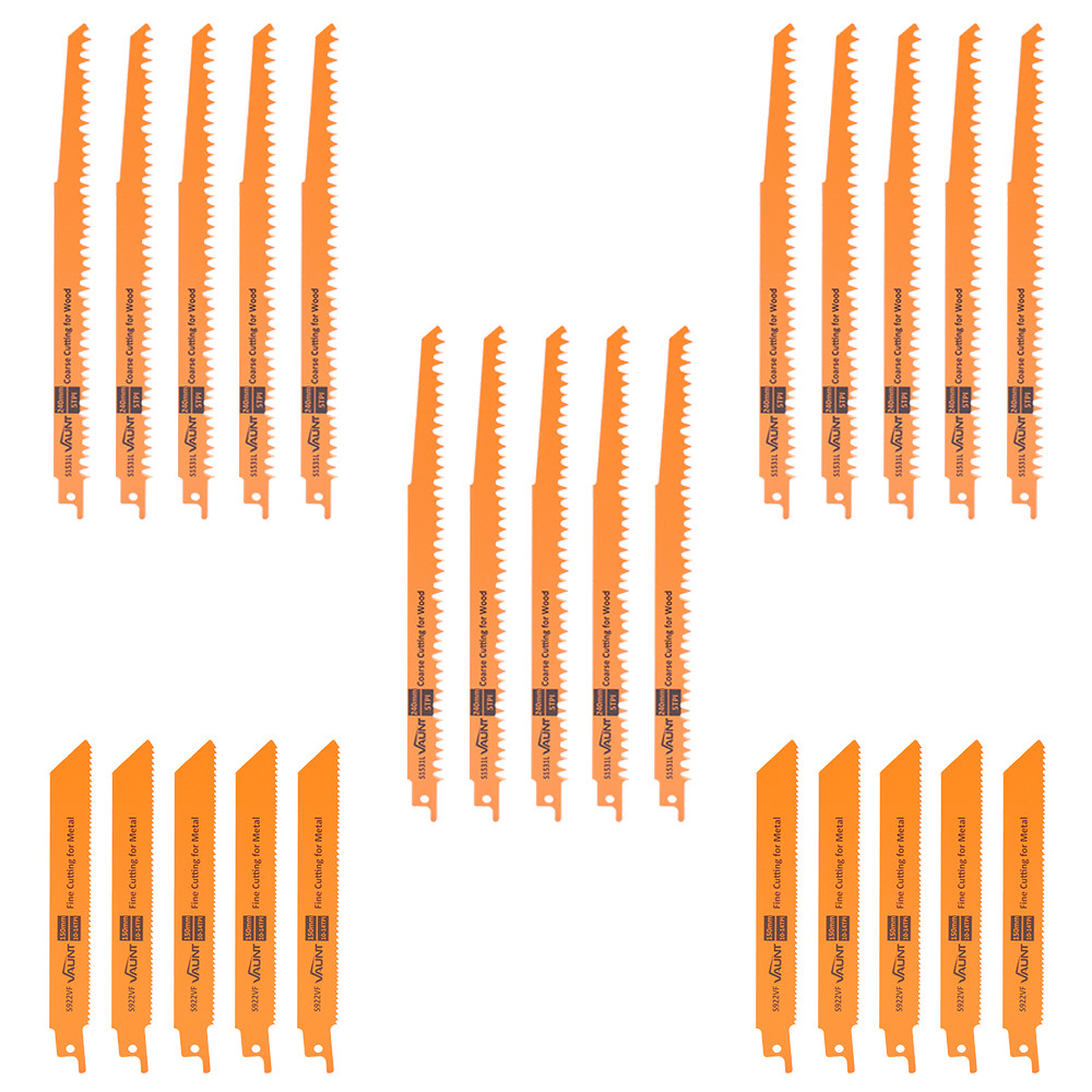 Vaunt 25 Piece 240mm & 150mm Reciprocating Saw Blades for Wood & Metal (S1531L & S922VF)